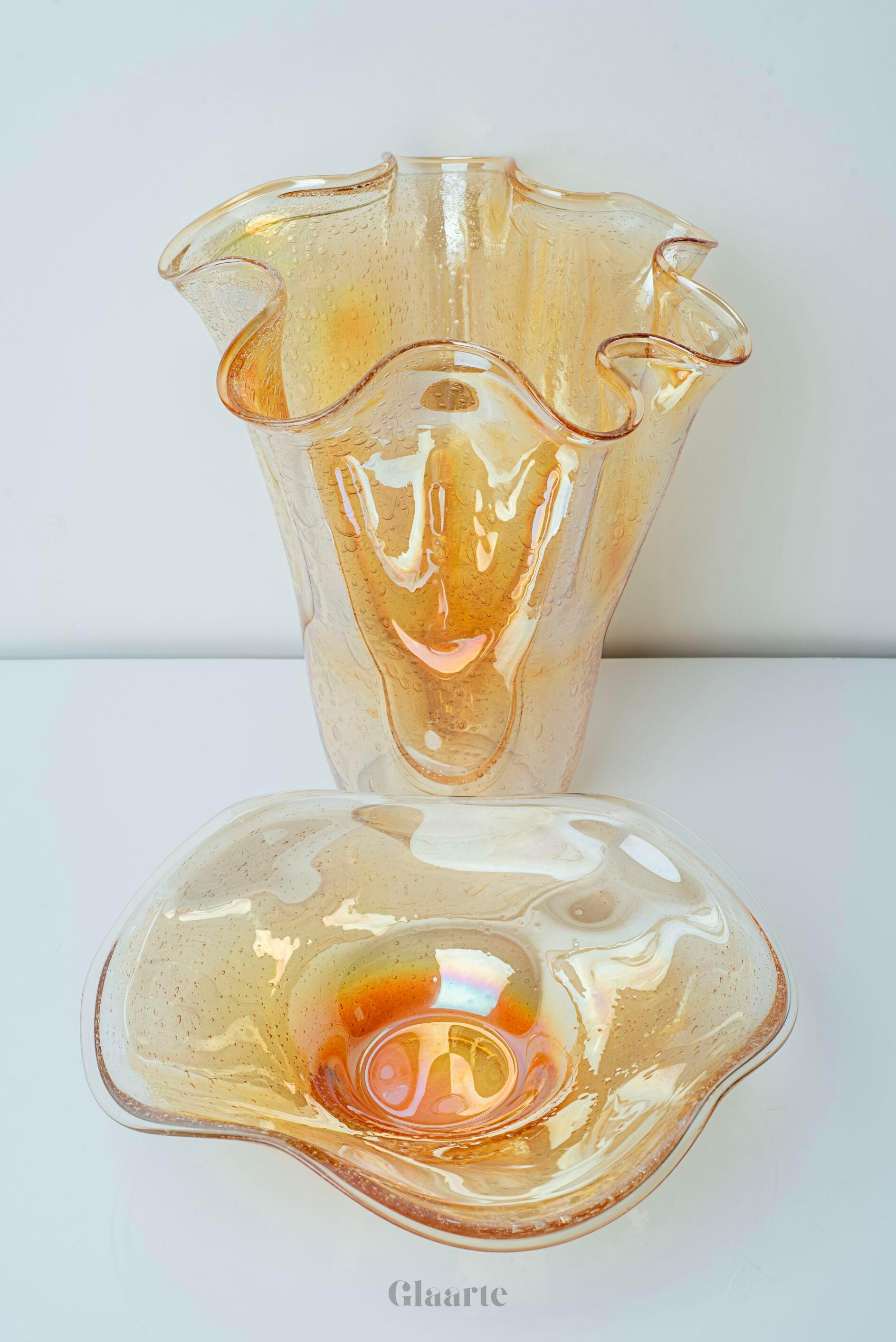 Szklany wysoki wazon dekoracyjny Shan - Glaarte